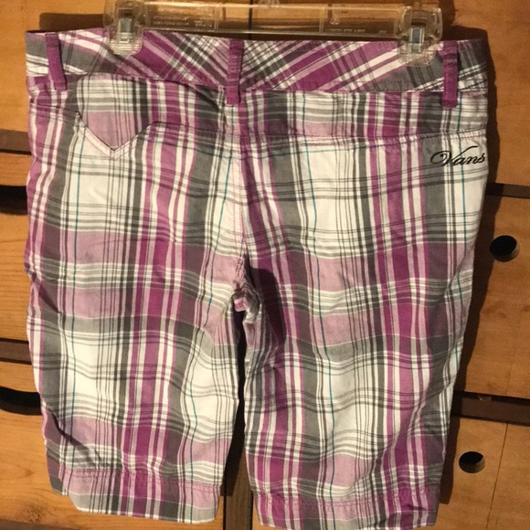 VANS Purple Checked Striped Shorts SZ 9 - Picture 3 of 6
